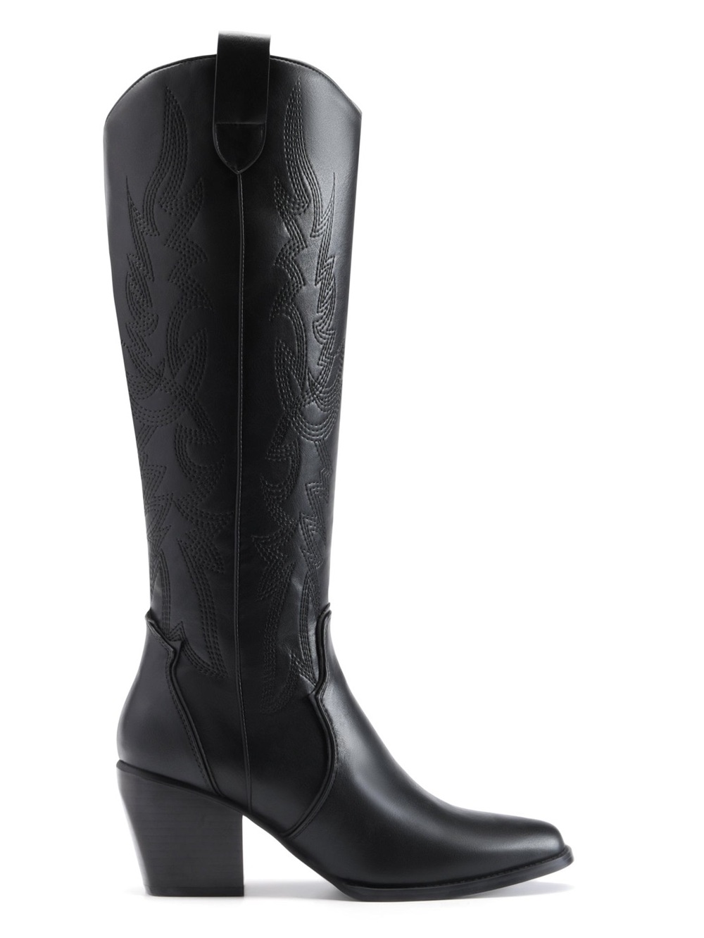 Dream Pairs Dallas Embroidered Western Cowboy Knee High Boots‎ - Size 8 Black